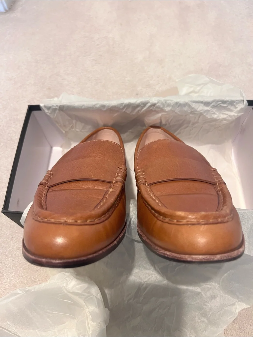 J. Crew - Excellent Pre Loved Condition - Cognac - Leather Penny Loafers